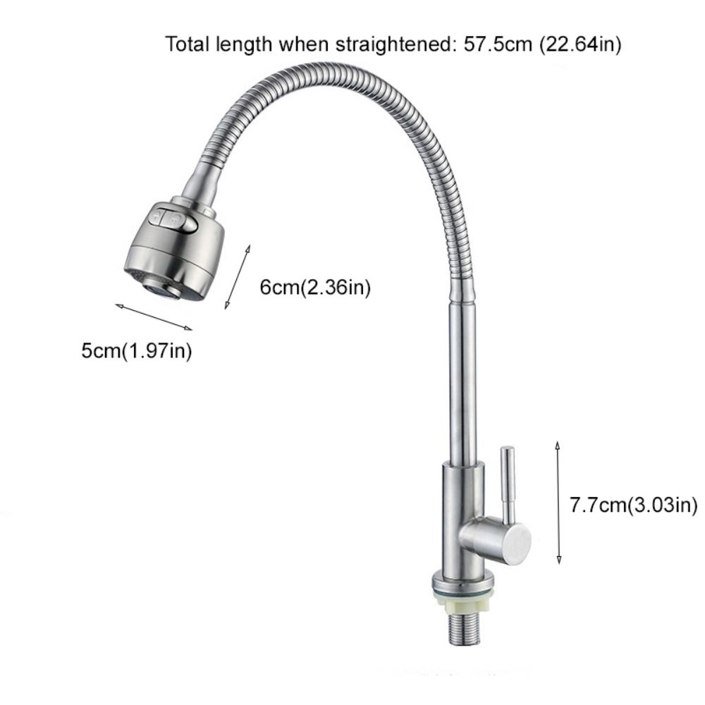 Rotatable Kitchen Faucet Adjustable Mode Universal Single Cold Water Faucet Deck Mounted Stainless Steel Kitchen Water Tap
