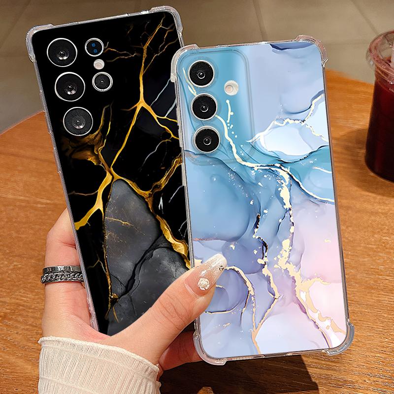 Чехол для телефона с узором под песчаник и мрамор для Samsung Galaxy S26 S25 S24 S23 Ultra S22 Plus S21 S24 S25 FE Прозрачный Ударопрочный Мягкий Чехол