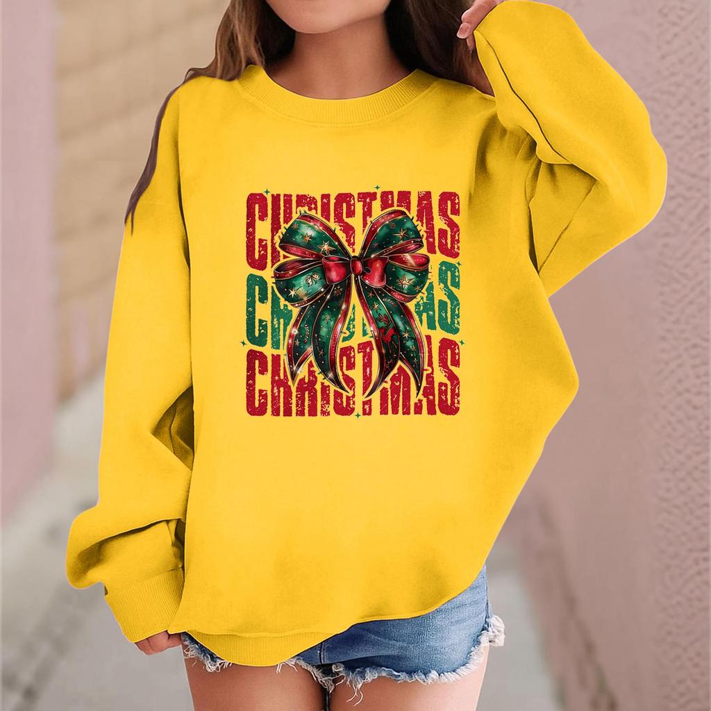 Children's Fashionable Casual Long-sleeved Loose Christmas Print Pullover Sweatshirt