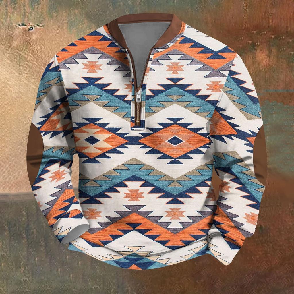 Мужская повседневная толстовка в стиле ретро с градиентным принтом