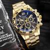 Business Watch Mens Alloy Band Digital Quartz Watch With Three Eyes For Business And Daily Use