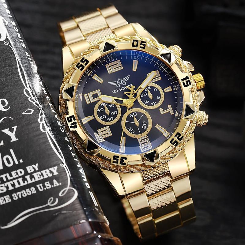 Business Watch Mens Alloy Band Digital Quartz Watch With Three Eyes For Business And Daily Use