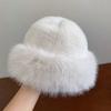 Women's Winter Beret Fashion Versatile Thickened Warm Faux Fox Fur Mink Velvet Mongolian Hat