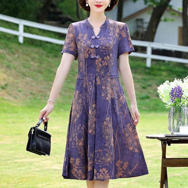 Костюм с узкой юбкой в ​​стиле ретро для мам среднего и пожилого возраста, элитное свободное платье средней длины