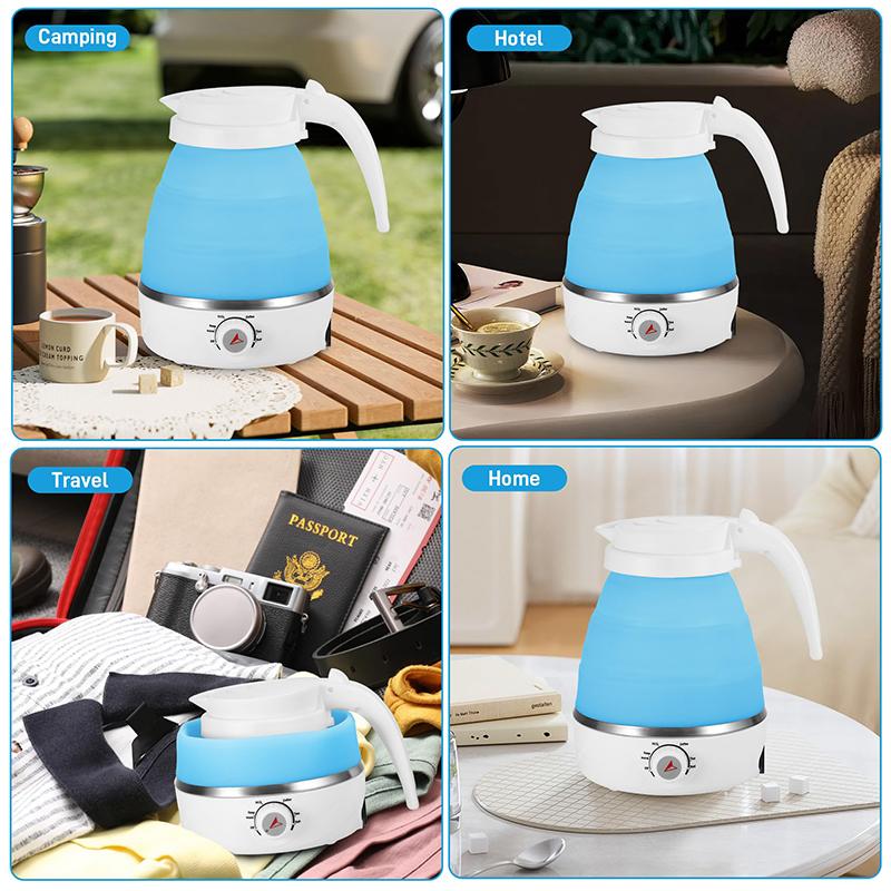 Дорожный складной электрочайник, Портативный дорожный складной электрочайник из пищевого силикона, Складной, Быстро кипящий воду