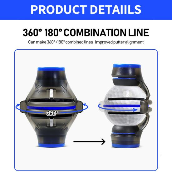 Маркер для разметки линий в гольфе с синим/красным выдвижным ящиком, 360-градусный разметочный зажим, профессиональный набор из трех частей для рисования линий, маркер для разметки линий для паттинга в гольфе