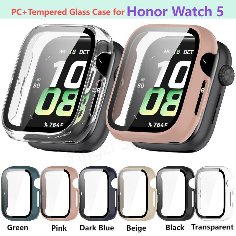 PC+Tempered Glass Case for Honor Watch 5 Smart Watch Strap Protective Cover Bumper Honor Watch5 Screen Protector Accessories