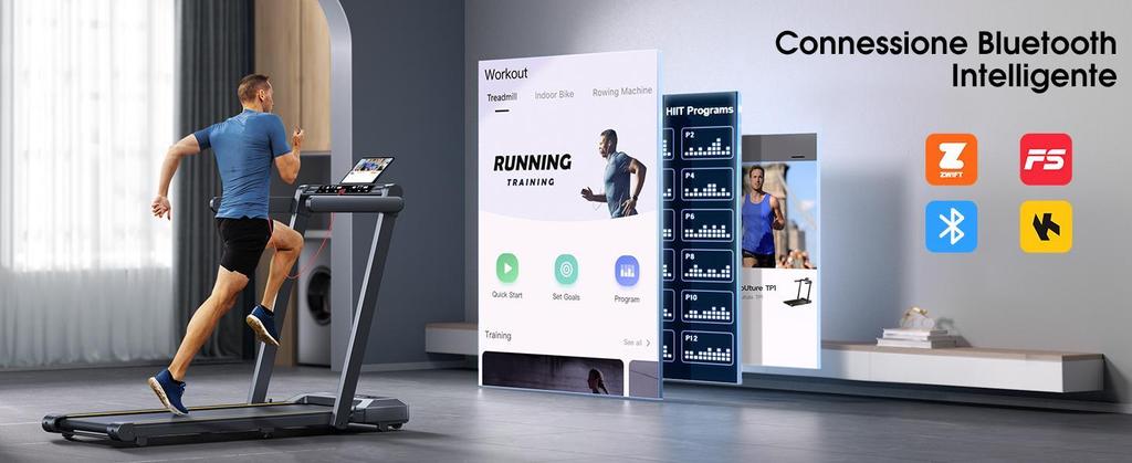 NEW Treadmill TP1 Folding Electric Rolling Mat 16 km/h, 12 Programs, Cardiometer APP and Remote Control, Walking and Running Machine for Indoor.