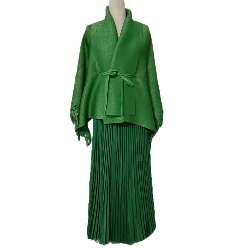 Miyake Pleats Women's 2025 Summer Oversized Casual Fashion with African Hot Stamping