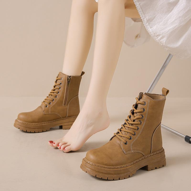 Высокие ботинки Мартин женские 2025 осень новые дышащие ботинки-локомотивы корейская версия универсальные на платформе повседневные короткие ботинки модная обувь