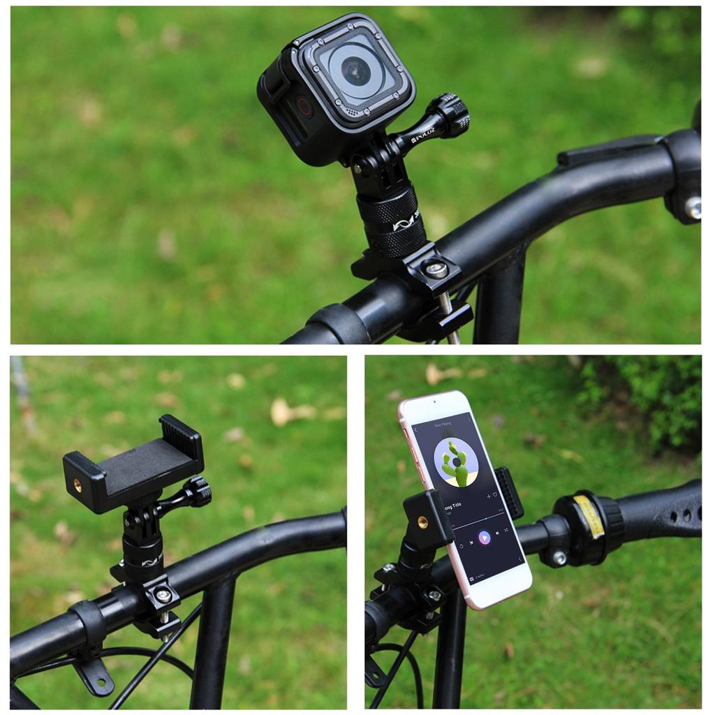 PULUZ 360 Degree Rotation Bicycle Aluminum Alloy Handlebar Adapter Mount Bicycle Rack Mount Holder
