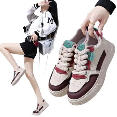 Модные женские кожаные туфли на плоской подошве, весенние, новые, модные, повседневные, на толстой подошве, кожаные, дизайнерские, женские, для бега, спортзала, белые и черные кроссовки