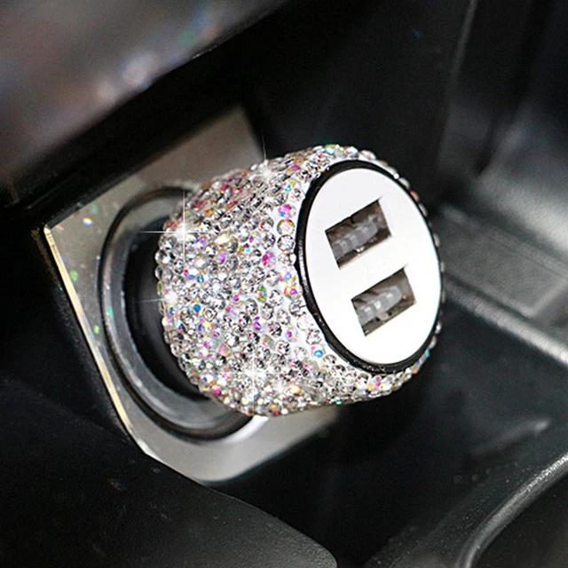 Автомобильное зарядное устройство Bling Diamond 3 в 1, 5 В, 2,1 А, двухпортовый, быстрый адаптер, розовый декор для автомобиля, автомобильные аксессуары для стайлинга автомобилей с бриллиантами