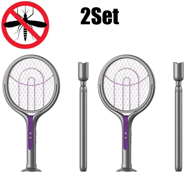 Multifunctional Rechargeable Fly Swatter and Mosquito Zapper Mosquito Racket Retractable Foldable Electric Mosquito Swatter