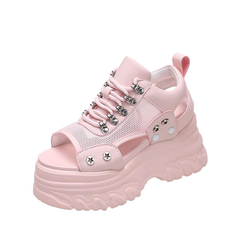 Классическая модная женская обувь, популярные летние новые корейские спортивные сандалии на толстой подошве, повседневные римские сандалии с круглым носком и покатым каблуком