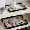 Black/Beige Leather Wooden Tray Rectangle Cake Fruit Dessert Tray Jewelry Display Plate  Key