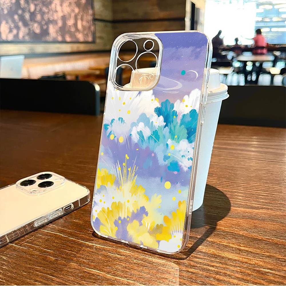 Чехол для телефона с рисунком для iPhone 17, 16, 15, 14, 13, 12, 11 Plus, Pro Max, Мягкий прозрачный чехол