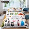 Счастливый Кемпинг Пододеяльник Квин Мультяшный Караван Кемпинг Постельный Комплект Фермерский Стиль 3D Чехол для Одеяла с Наволочками
