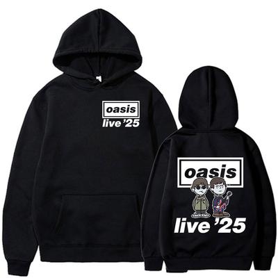 Мультяшная рок-группа O-Oasis Худи Live 25 Tour Мужская Женская Одежда Хип-Хоп Свободная Толстовка с Капюшоном Модная Флисовая Толстовка с Капюшоном