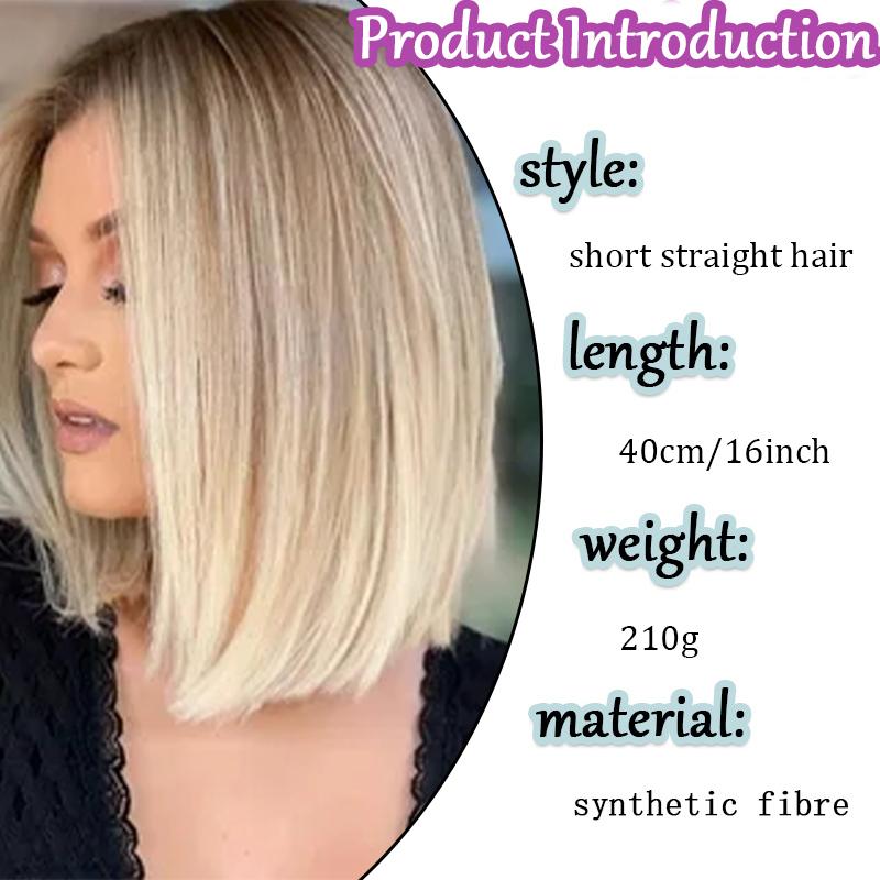 Повязка на голову с короткими прямыми волосами со средним разрезом для женского парика, термостойкий парик из волокна, натуральный, простой и удобный