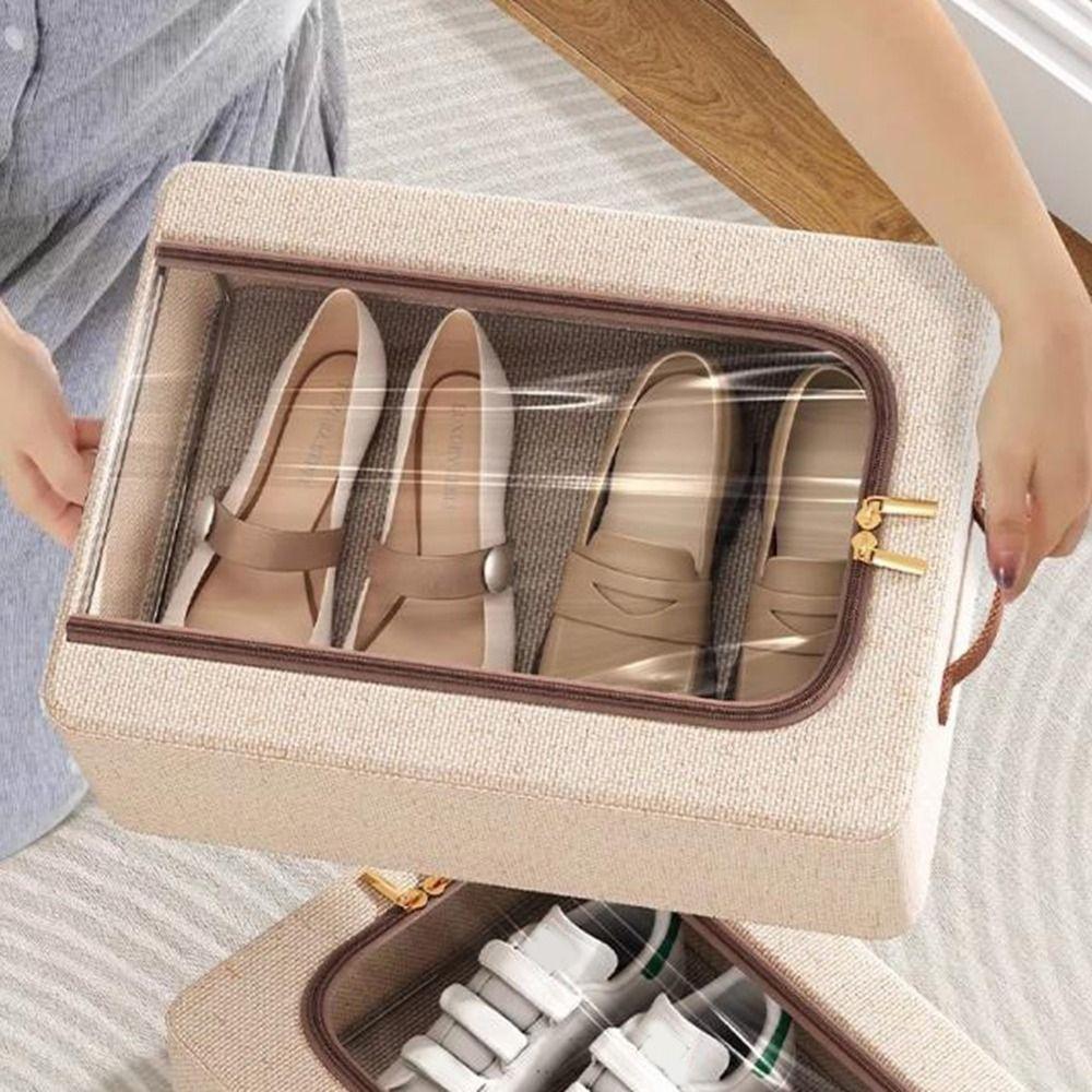 Folding Under Bed Shoe Organizer Sturdy Handles Shoes Container Durable Shoe Holder  Wardrobe