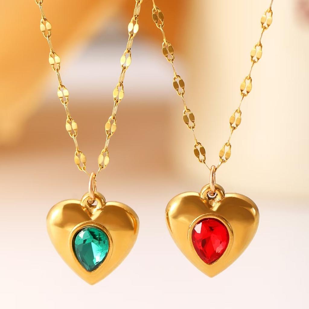 2026 Легкая роскошь любовь драгоценный камень кулон ожерелье женское высококлассное универсальное ожерелье-чокер из нержавеющей стали