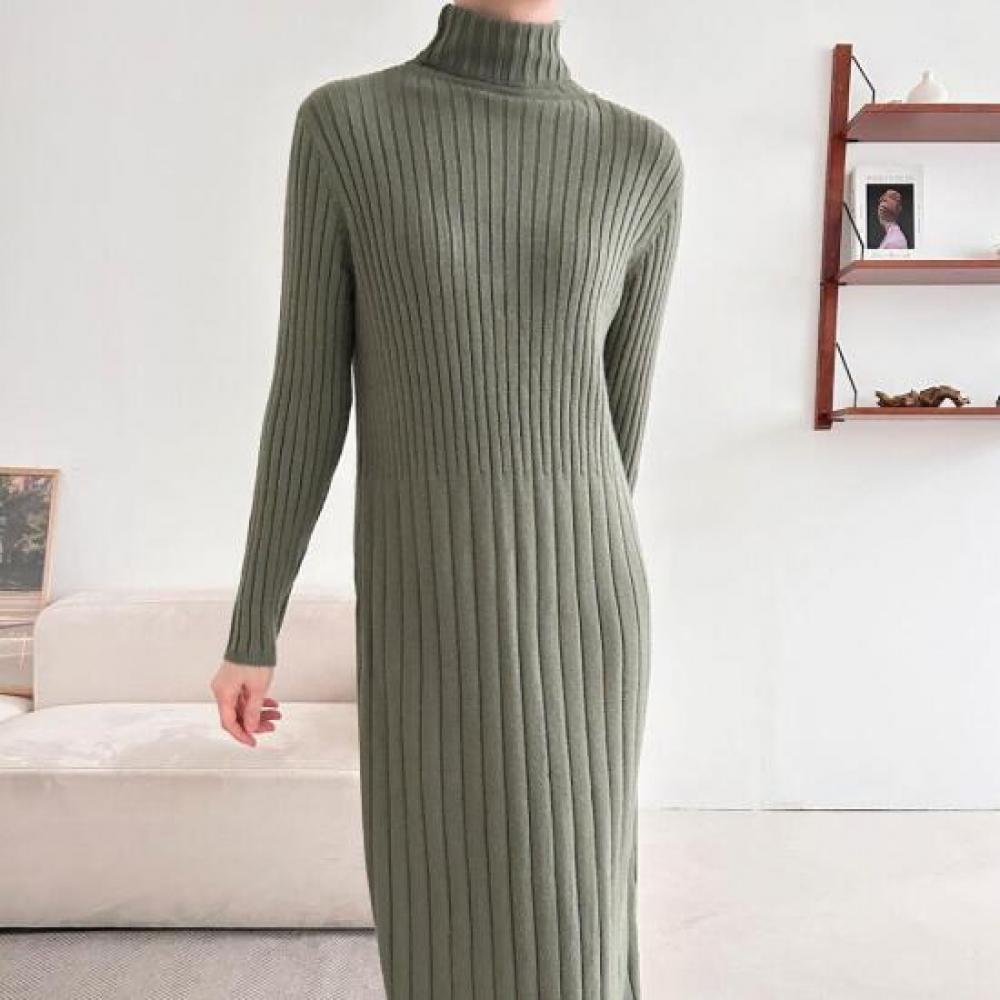 New ArrivalS Open Run Women S Turtleneck Slim baSic Knit Long dreSS