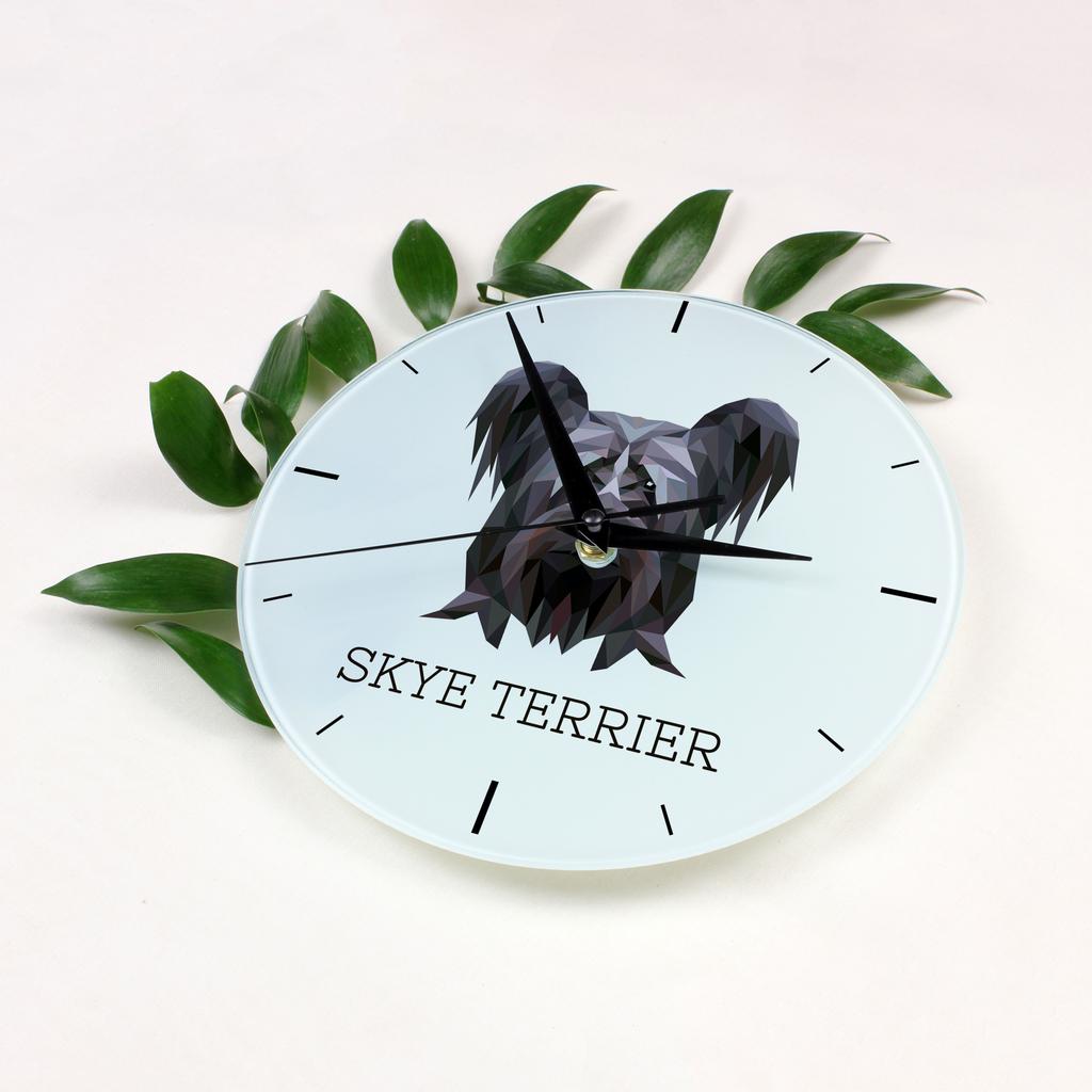 Skye Terrier -Geometryczny Zegar Ścienny Ze Zdjęciem I Napisem Marki Art-Dog