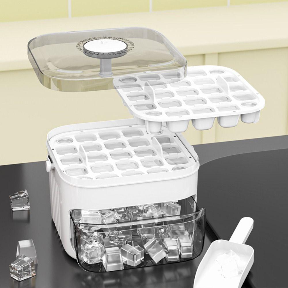 Large Capacity Ice Cube Machine with Easy-press Lid Ice Cube Mold  for Refrigerator Storage