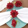 4pcs/Set Napkins Clasp Wedding Celebration Polyester Romantic Valentine's Day Unique Simulated Rose Ornament Accessories