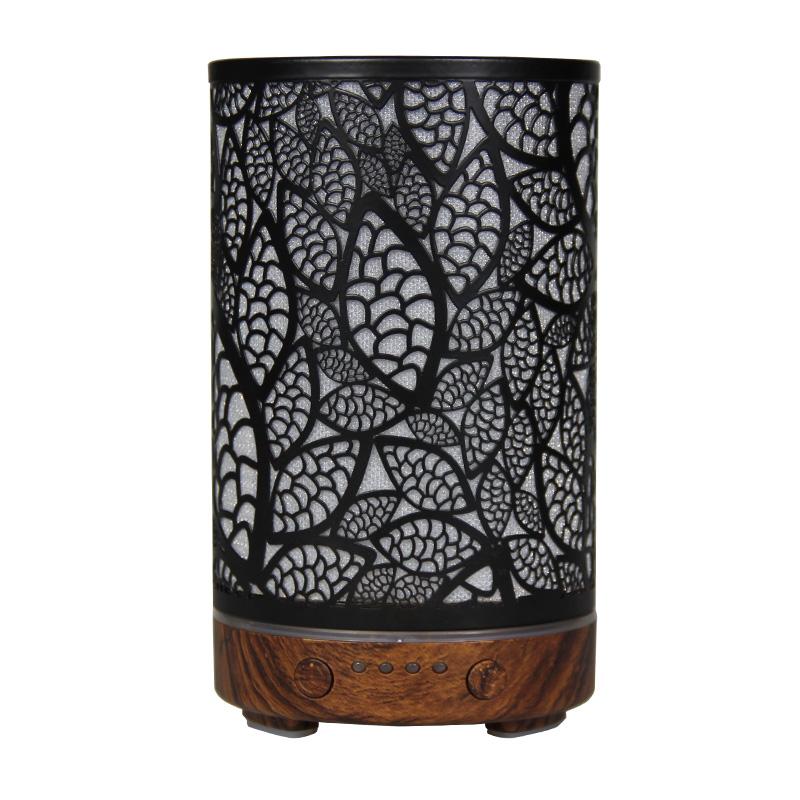 100ML Aroma Diffuser Ultrasonic Humidifier with 7 Color Light, 1H/2H Timer, Auto Shut-Off, Leaf Essential Oil Diffuser for Home