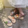 Elegant Little Princess Flower Wedge Slippers 2025 Summer New Slippers Wear Small Fragrant Flip-flops