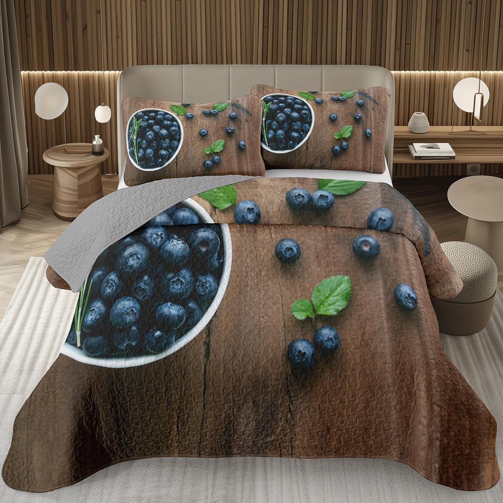 Покрывало с черникой размера кинг, твин, Гавайское летнее тропическое фруктовое покрывало для декора комнаты мальчика/девочки, Двустороннее стеганое постельное белье