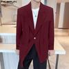 Men Lapel Long Sleeve One Button Blazer Ribbon Patchwork Thin Coats