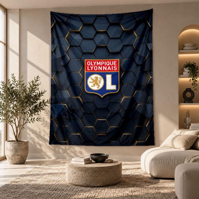 Decorative Tapestry,Lyon FC Printed Wall Art, Lightweight Wall Hanging For Bedroom Background