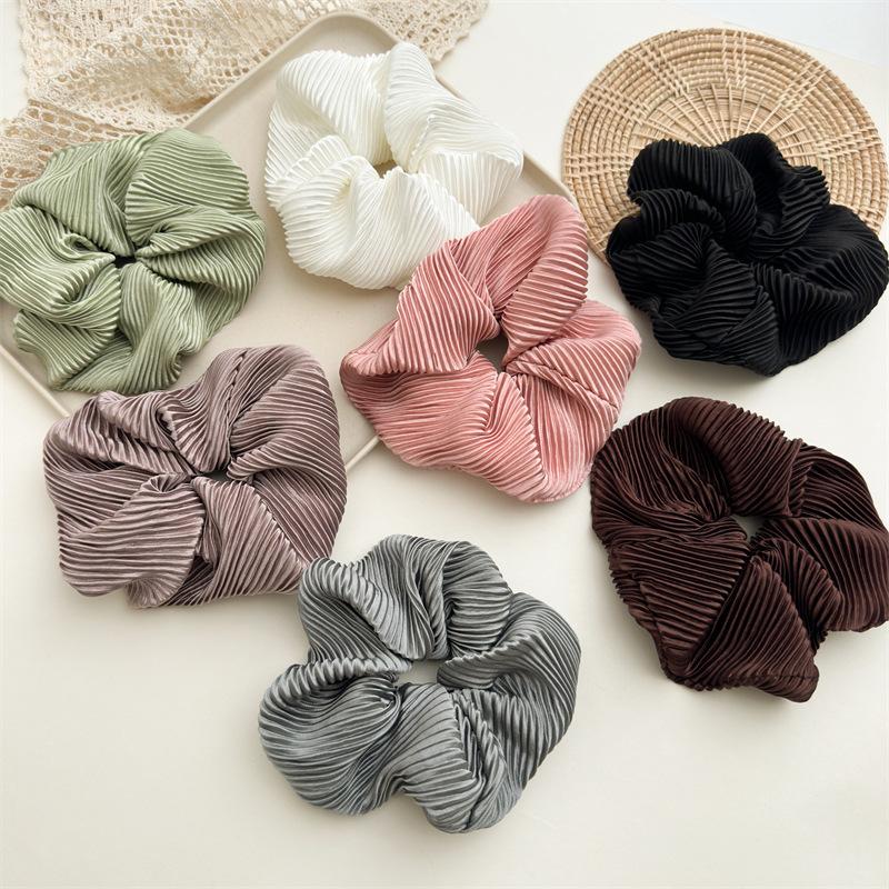 Шелковистые Кремовые Глянцевые Большие Резинки для Волос Винтажные Нежные Однотонные Повязки на Голову для Женщин Девушек Элегантные Эластичные Резинки для Волос