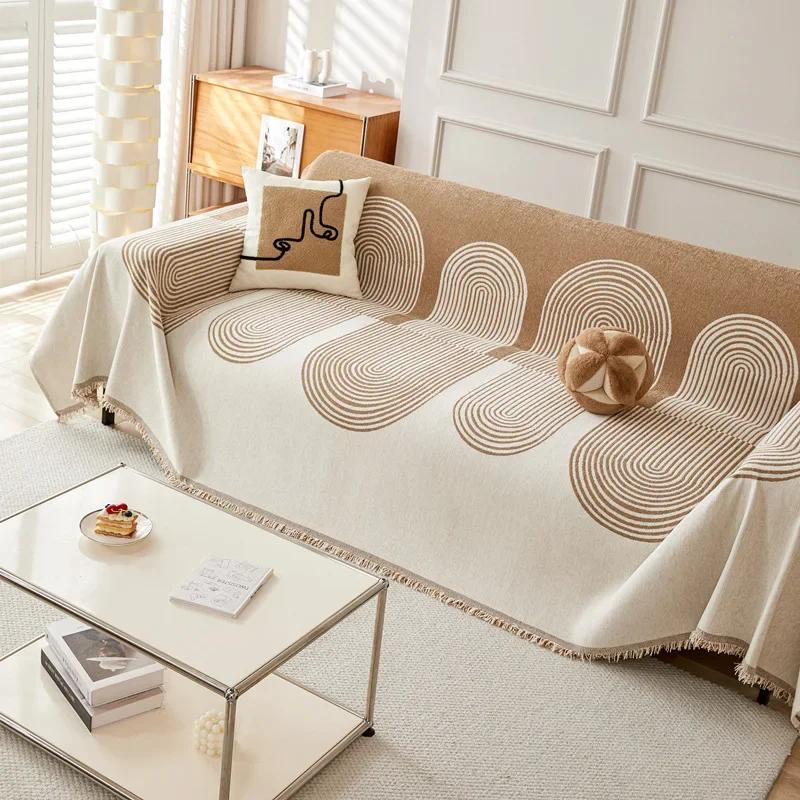 Thicken Chenille Green Sofa Cover Sofa Blanket Simple Geometrical Cushion Ins Wind Sand Hair Towel Fashion Blanket Sofa Towel