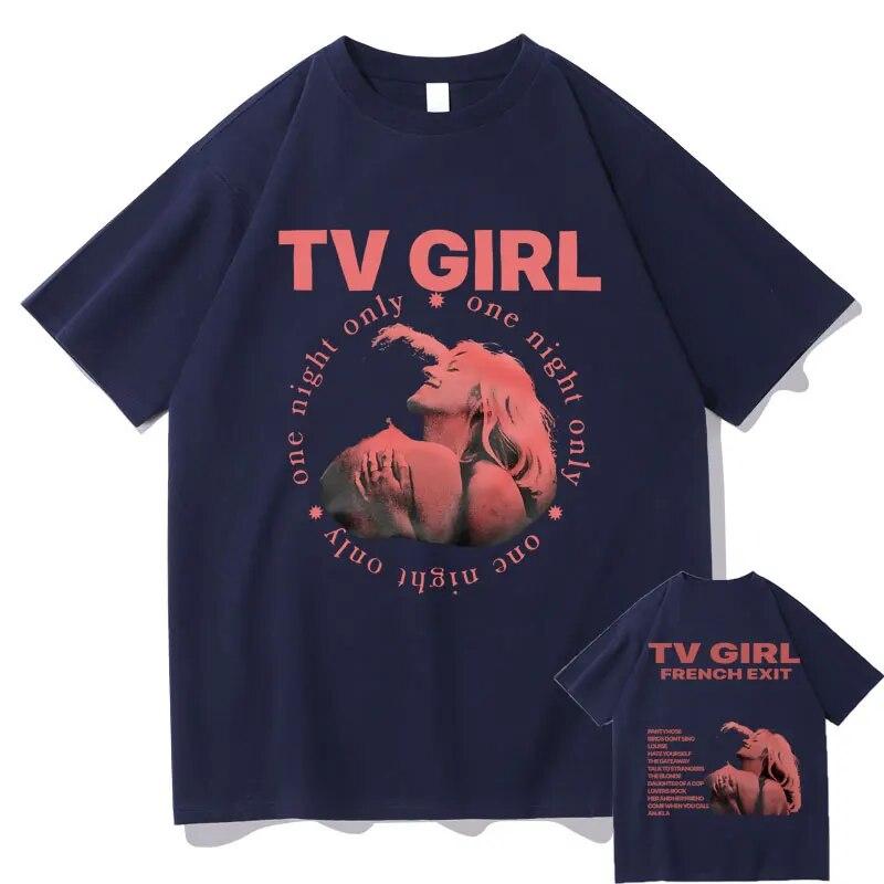 Cults TV Girl French Exit двусторонние футболки с принтом унисекс женская мода свободная футболка унисекс негабаритных черная футболка в стиле хип-хоп