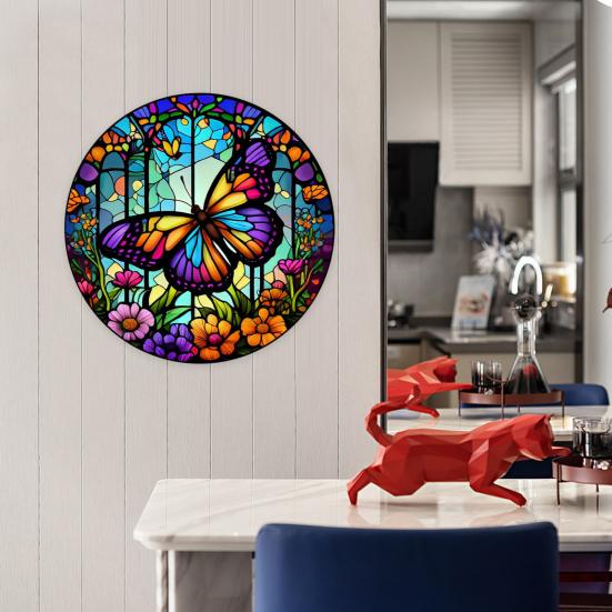 Colourful Butterfly Wreath Pendant Imitation Glass Insect Garland Hanging Acrylic Plate Decoration Summer Festival Decorations