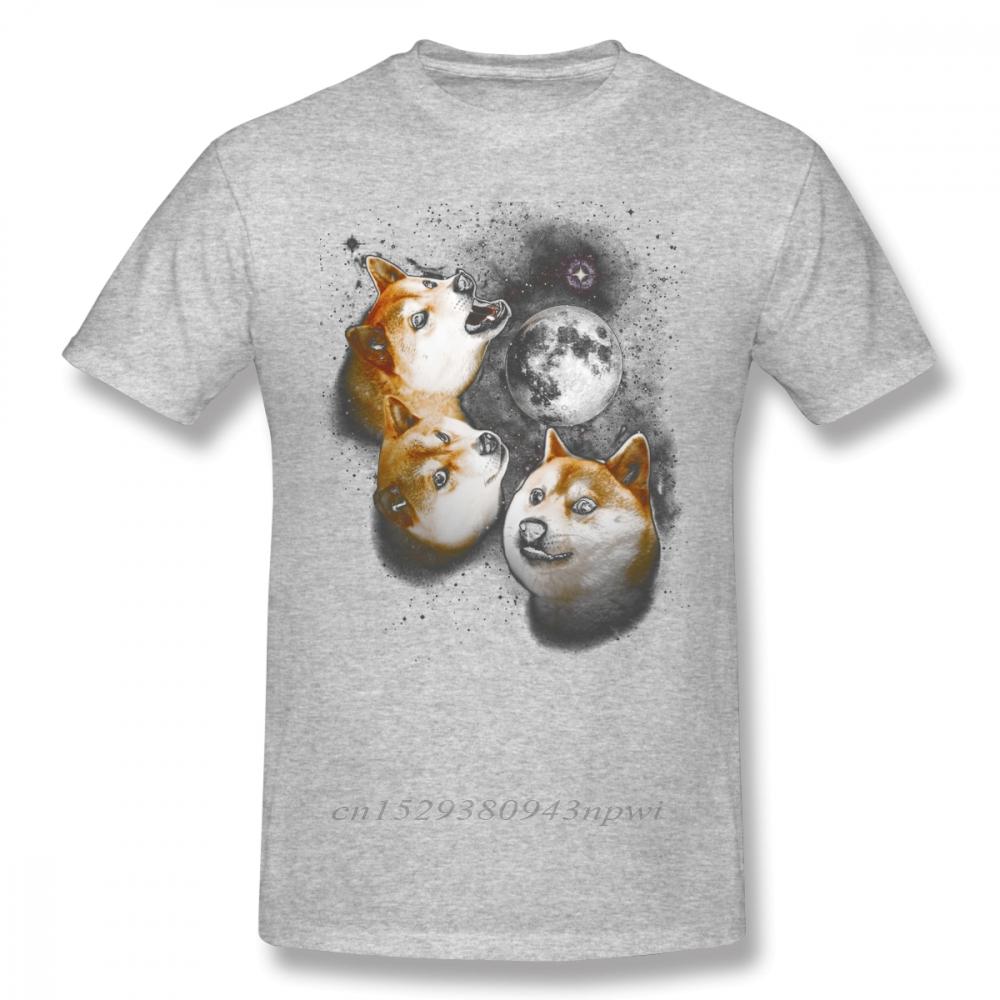 Футболка с принтом Three Doge Moon Shiba Inu для мужчин, мягкая, с круглым вырезом, модная, уличная одежда в стиле Харадзюку