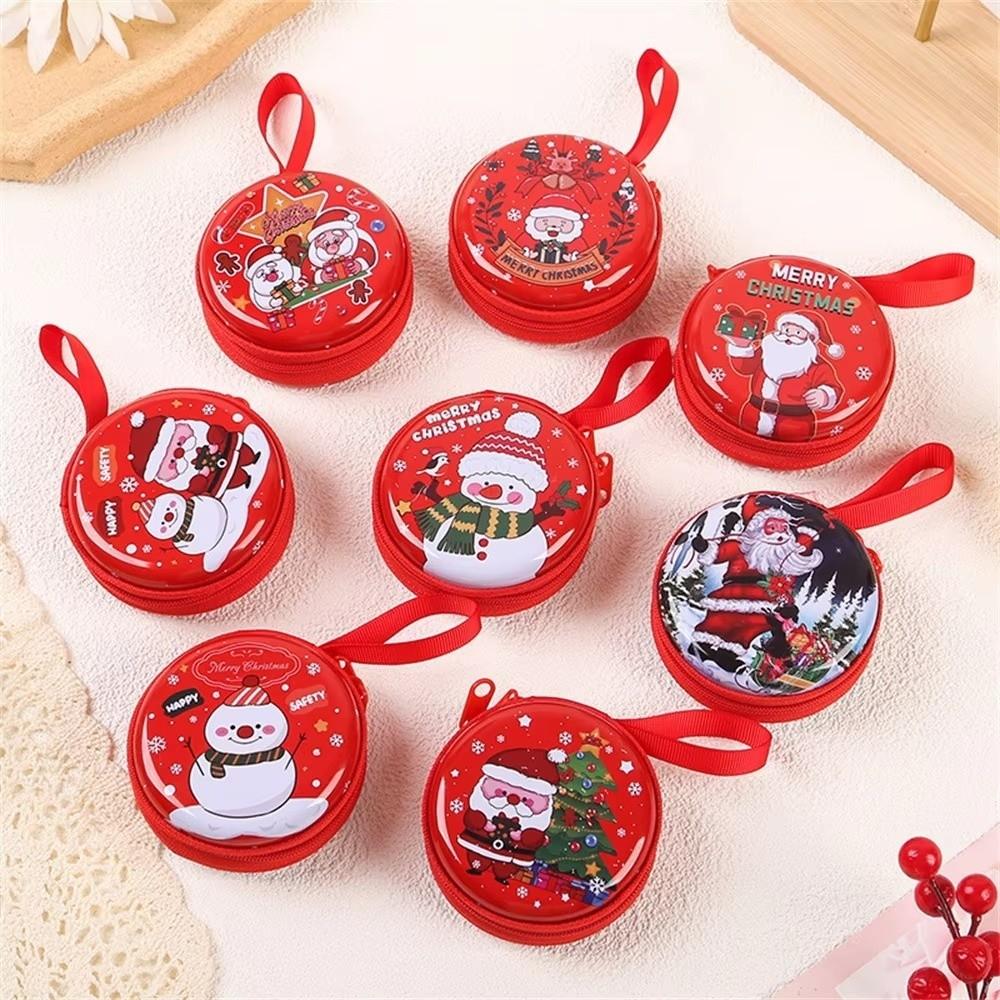 Gifts Cartoon Christmas Coin Purse Tin Box Santa Claus Phone Keychain Pendant Snowman Cartoon Storage Box Christmas