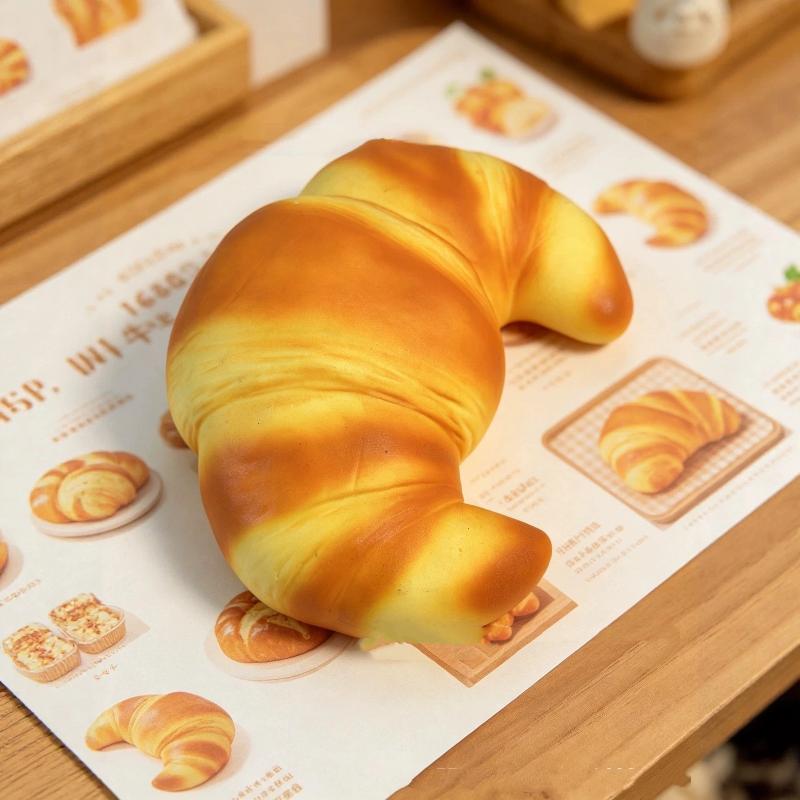 Croissant Food Squeeze Toy Slow Rising Super Soft Sticky Stress Relief Toy for Office Workers Decompression