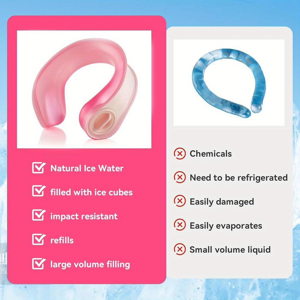 Reusable Cooling Neck Tube PCM Ice Ring Wearable Cooling Neck Wrap for Outdoor Summer Heat Relief