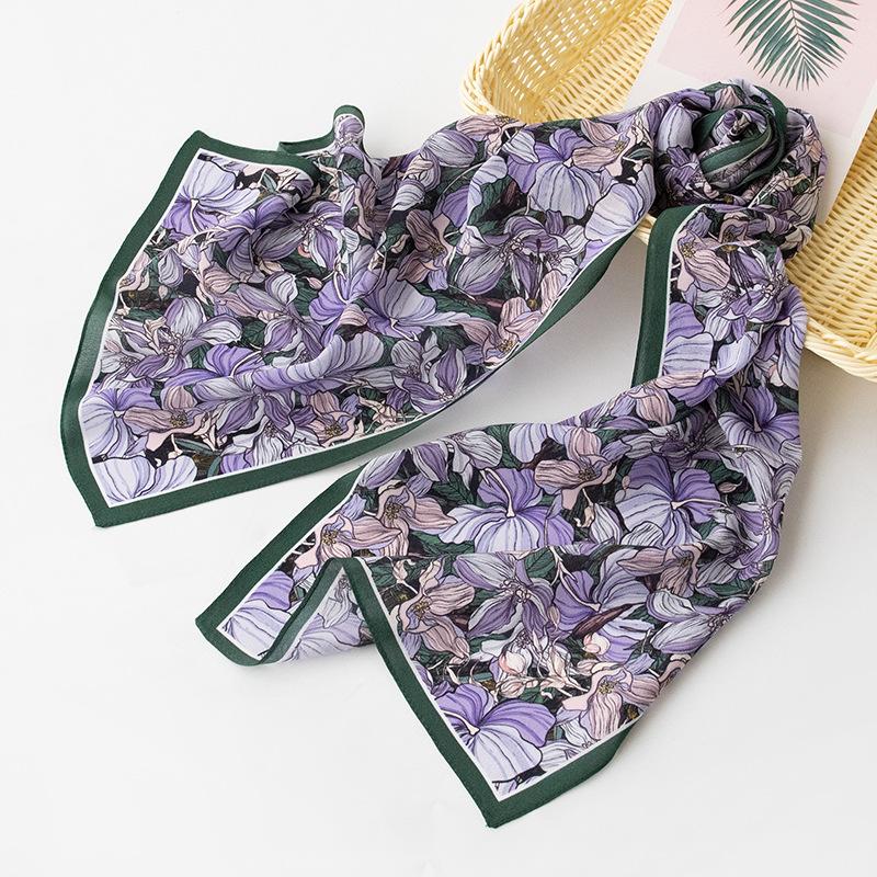 Шелковый шарф из тутового шелка женский весенне-летний универсальный с принтом цветочного кластера с плавным переходом, длинная пряжа, солнцезащитная шаль двойного назначения