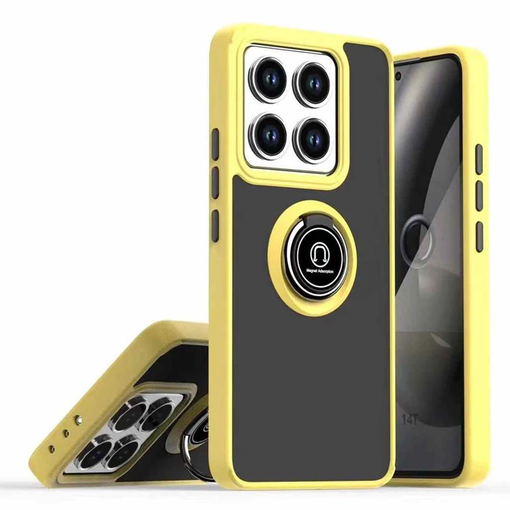 Держатель брони Funda для Xiaomi 14T Pro Чехол Полупрозрачный Матовый Чехол-подставка с кольцом Защитная задняя крышка для Xiaomi 14T Противоударная Capa