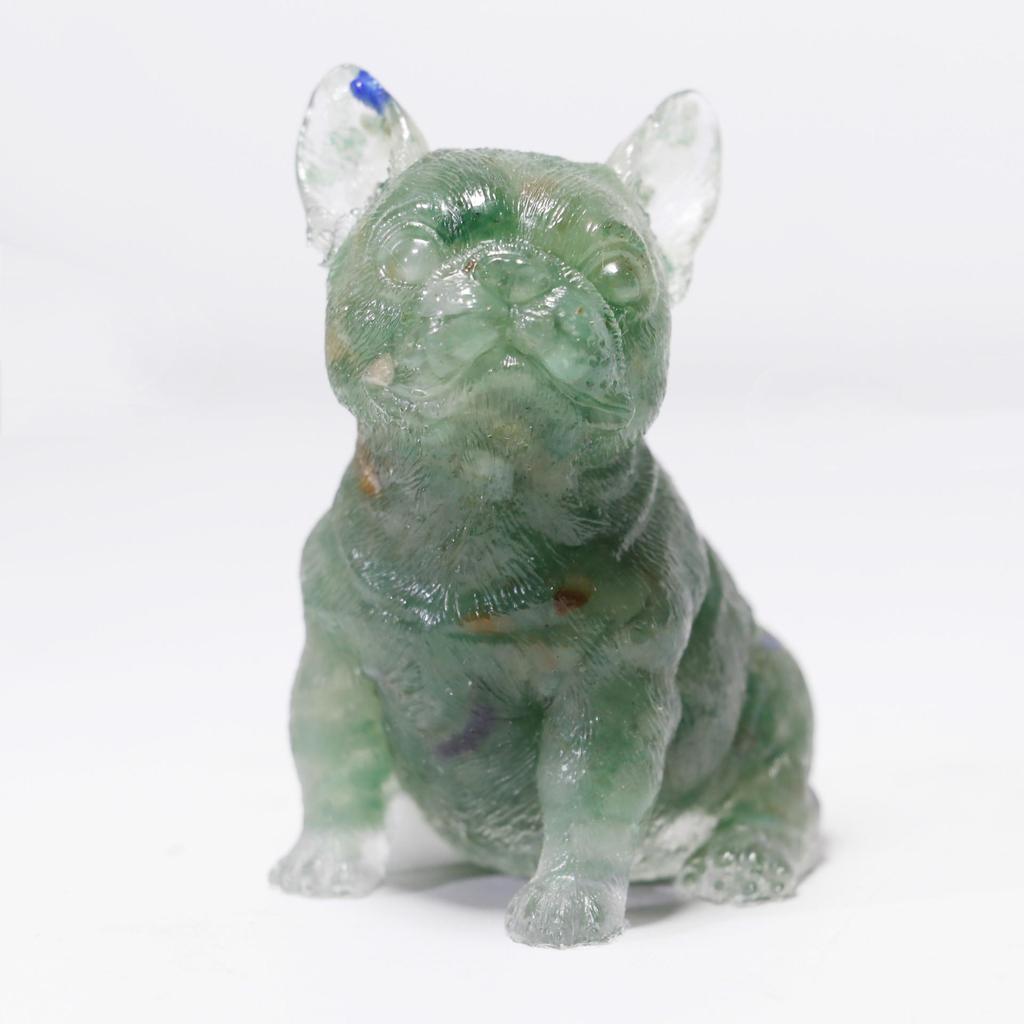 Charming Wangcai French Bulldog Figurine: Crystal Chip Stone Resin Craft