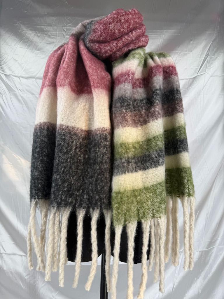 Shawl Scarf Niche Design High Sense Contrasting Color Scarf Scarf Fringed Shawl