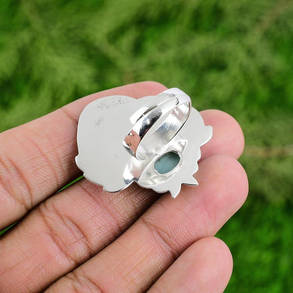 Овальный Ларимар Драгоценный камень Новое Обещание День Рождения Дочери Кольцо Ювелирное изделие Стерлинговое серебро