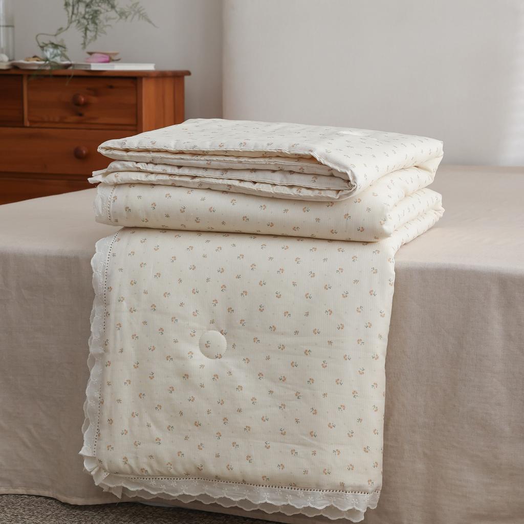2026 new lace style cotton double-layer yarn soybean fiber summer quilt