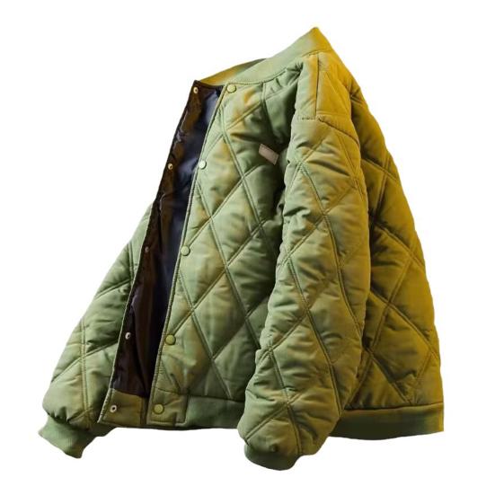 Men's Bomber Jacket Quilted Varsity Baseball Jacket Winter Warm Padded Coat Casual Loose Fit Outwear for Daily Street Work